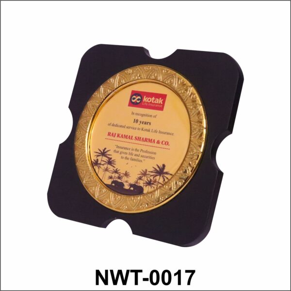 NWT-0017 is a premium round gold-finish memento