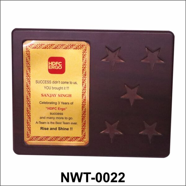 NWT-0022 HDFC Ergo Commemorative Wooden Plaque