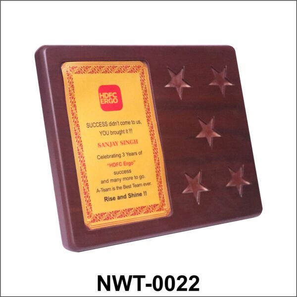NWT-0022 HDFC Ergo Commemorative Wooden Plaque