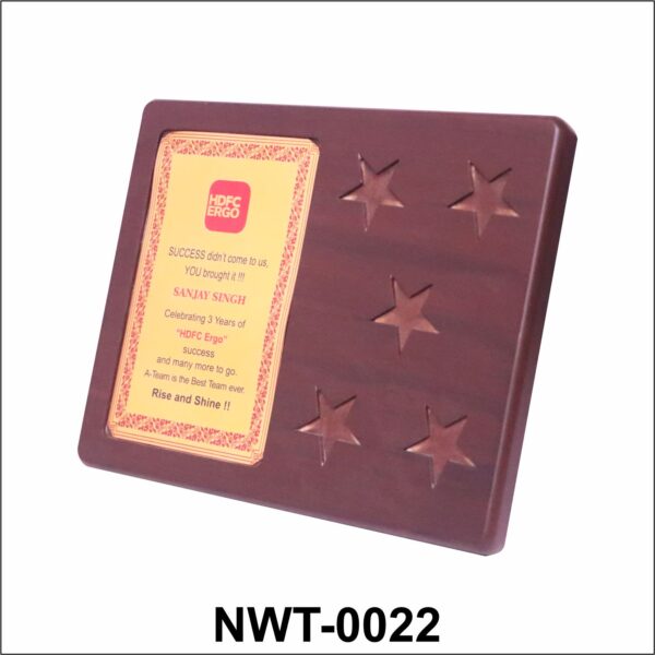 NWT-0022 HDFC Ergo Commemorative Wooden Plaque